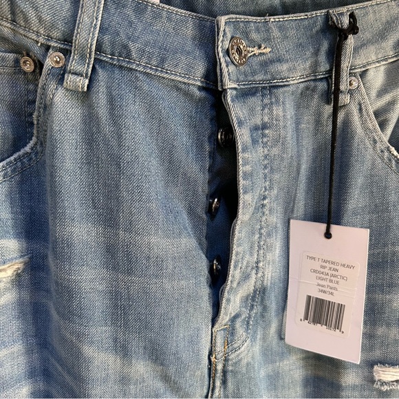 CR7 Cristiano Ronaldo~Type T Tapered Distressed Heavy Rip Button Fly Jeans ~34W - Picture 6 of 15